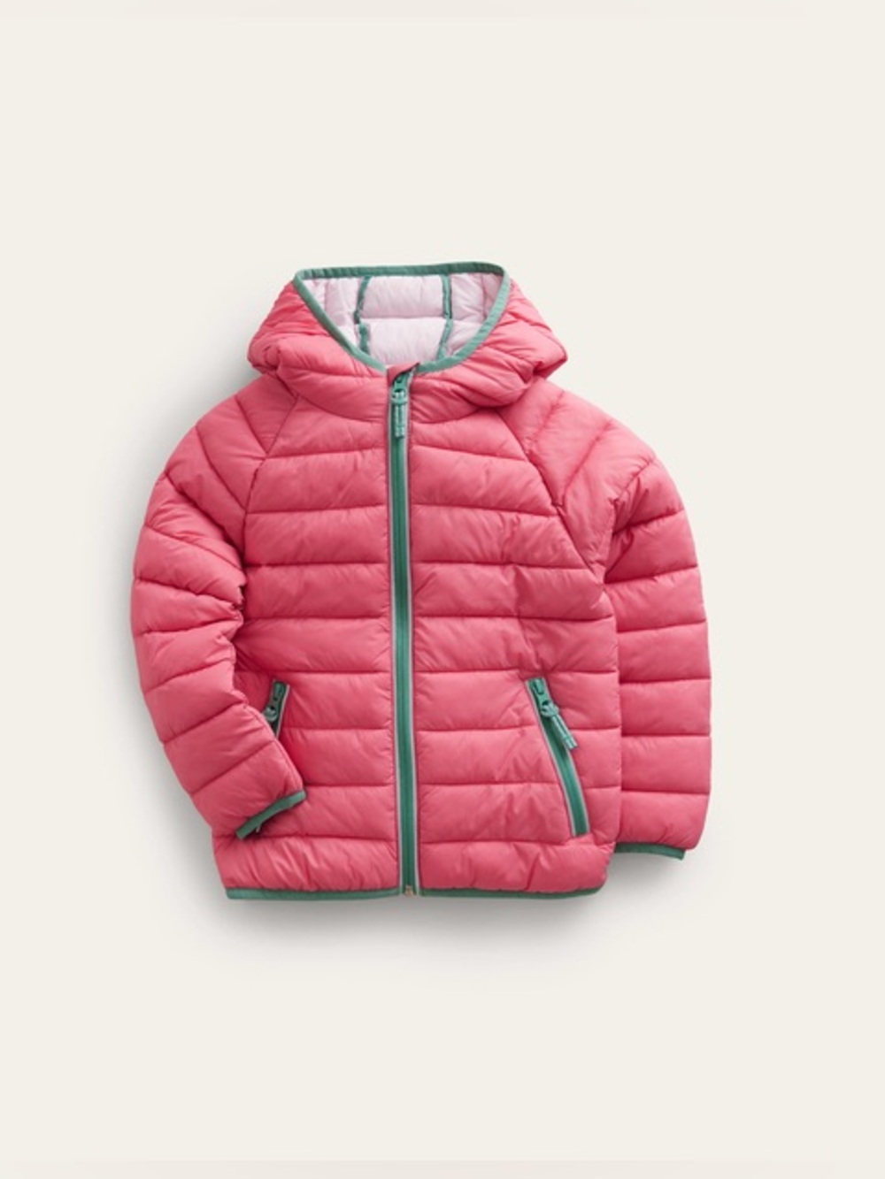 Mini Boden Kids' Pack-away Padded Jacket Rose Red- Size 11-12